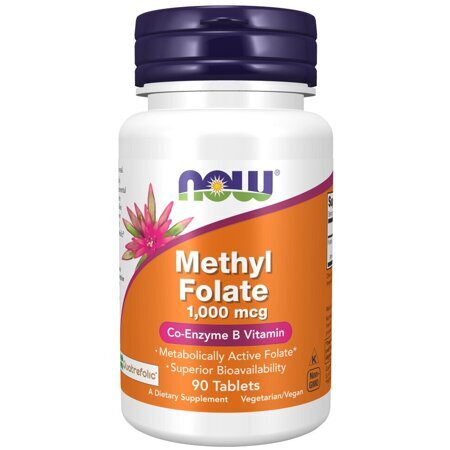 Now Foods Methyl Folate, Метил Фолат, Витамин Б Коэнзим 1000 мкг - 90 таблеток