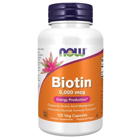 Now Foods Biotin, Биотин 5000 мкг - 120 капсул